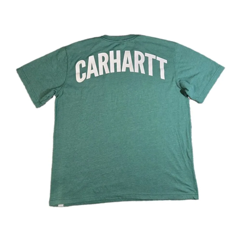Mens Carhartt Short Sleeve T Shirt Green Relaxed Fit XL Chest Pocket